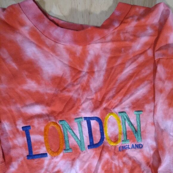 Vintage 90s Churchill London Spell Out Reverse Tie Dye T-Shirt - Picture 3 of 7